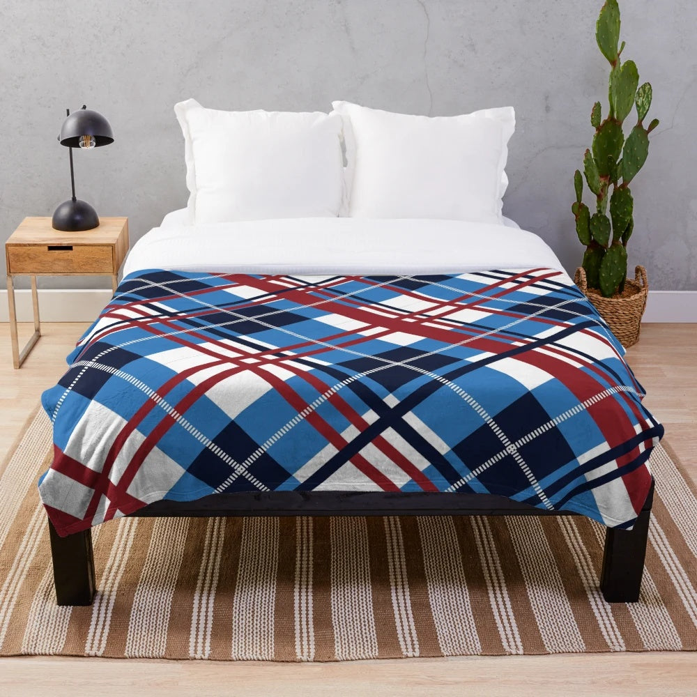Plush blanket with traditional Scottish tartan pattern