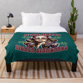 Plush cannabis leaf printed blanket with psychedelic, retro-inspired design