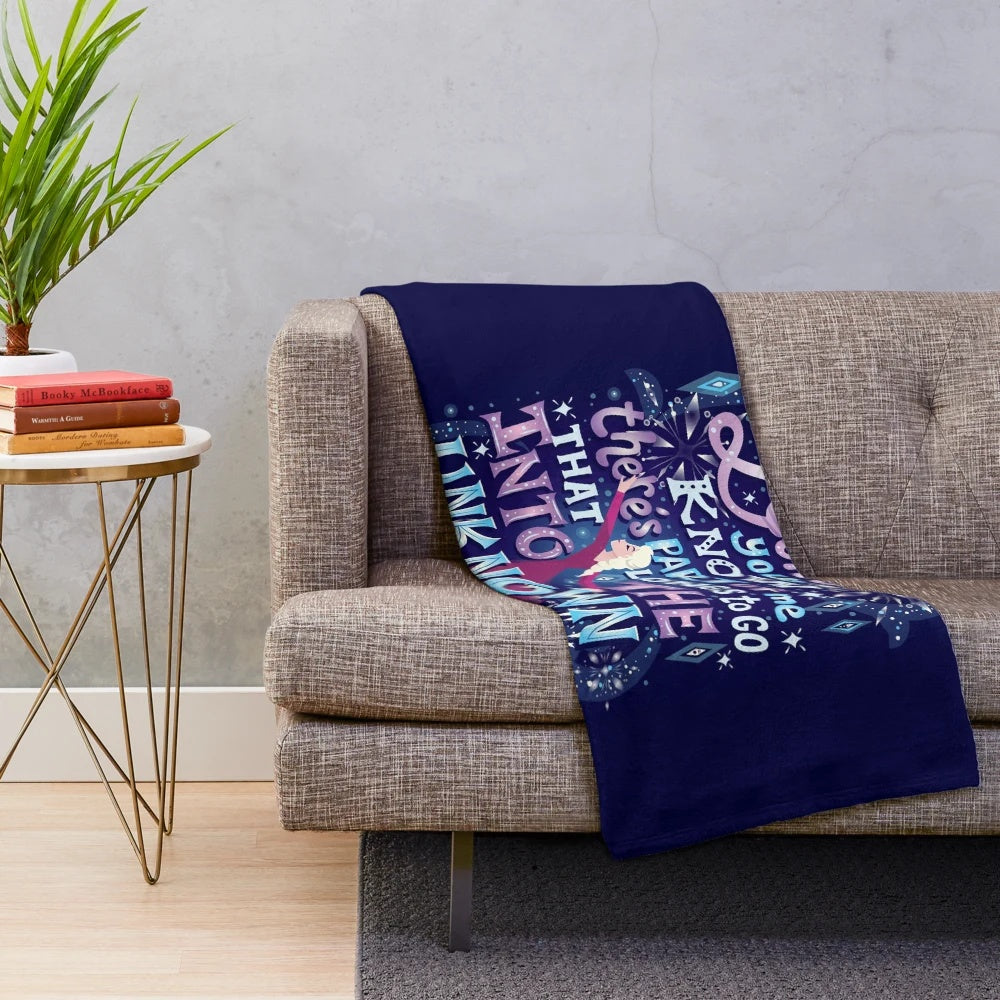 Plush blanket with hand lettered winter-themed typography art