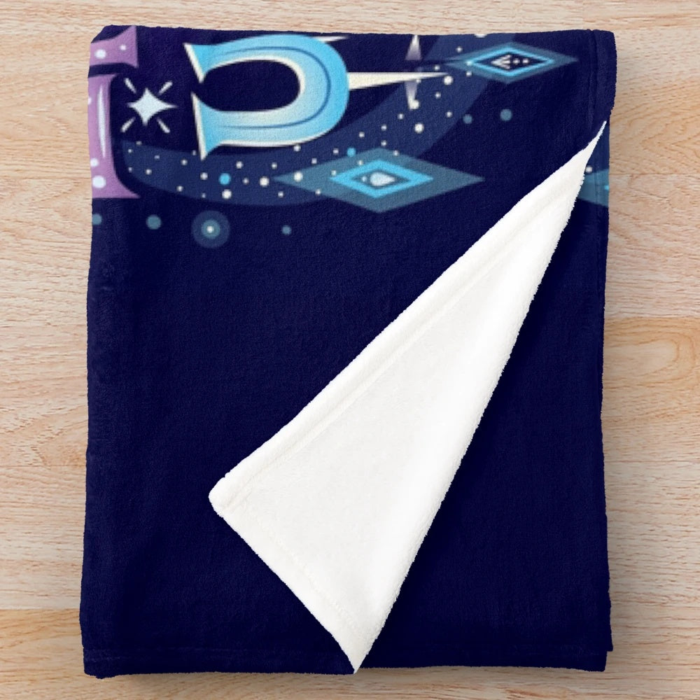 Plush blanket with hand lettered winter-themed typography art