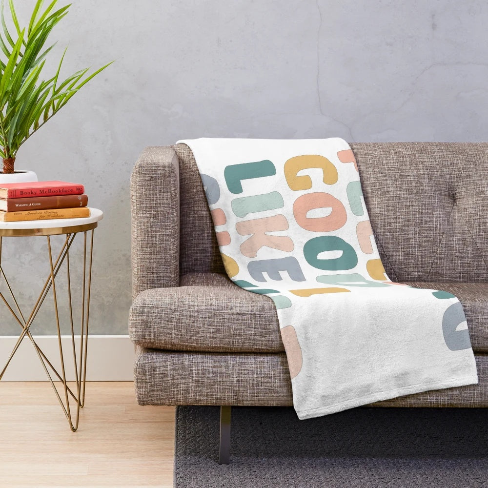 Cozy plush blanket with positive lyrics and summer vibes