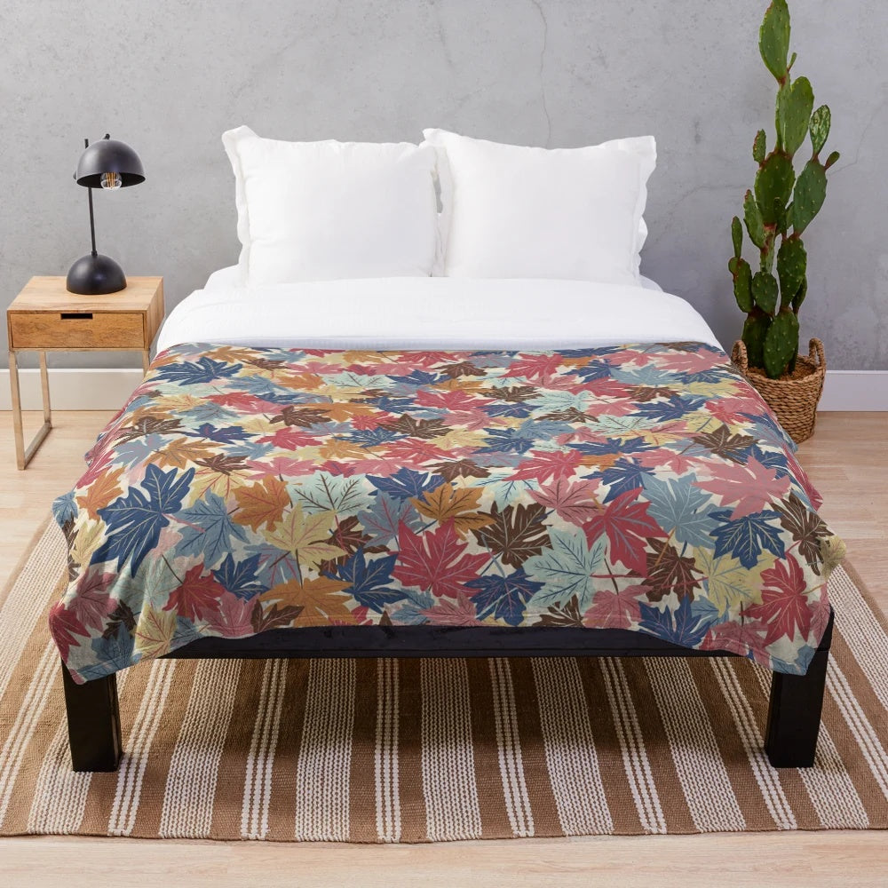 Plush blanket featuring a vibrant autumn foliage mountain landscape