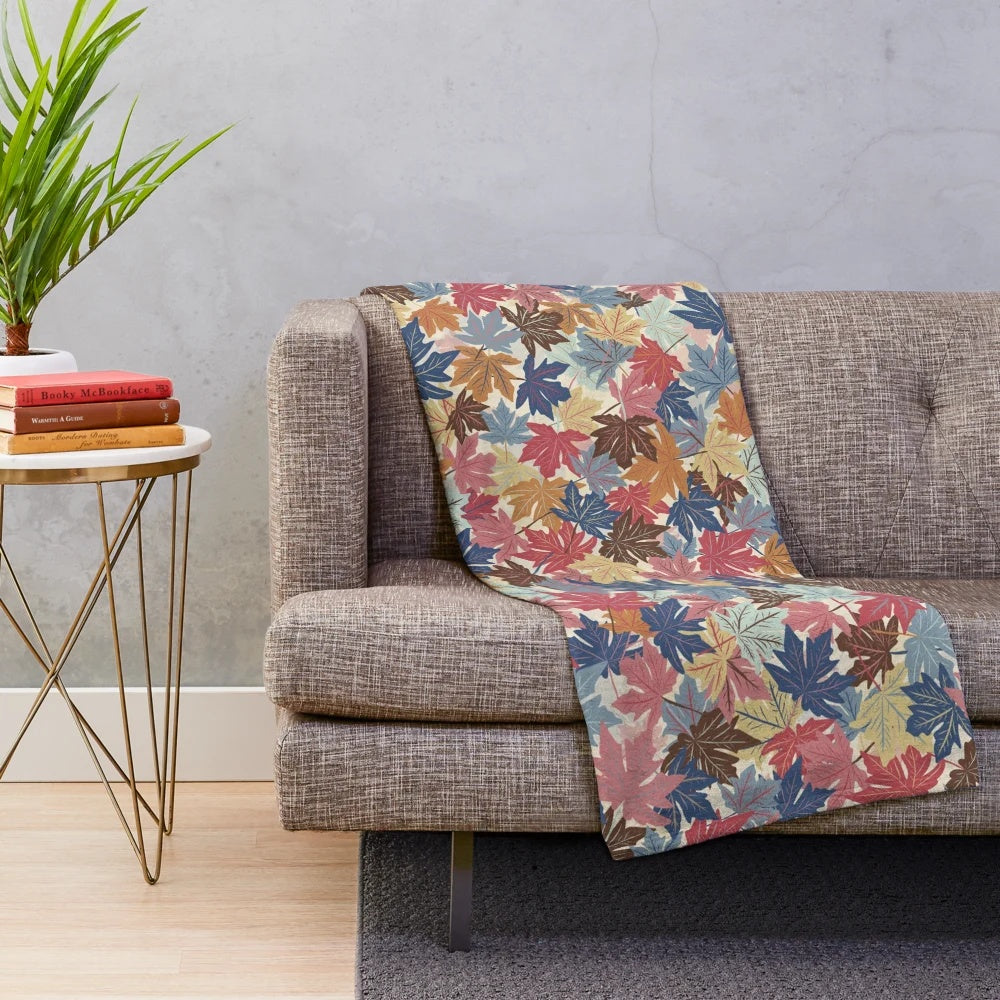 Plush blanket featuring a vibrant autumn foliage mountain landscape