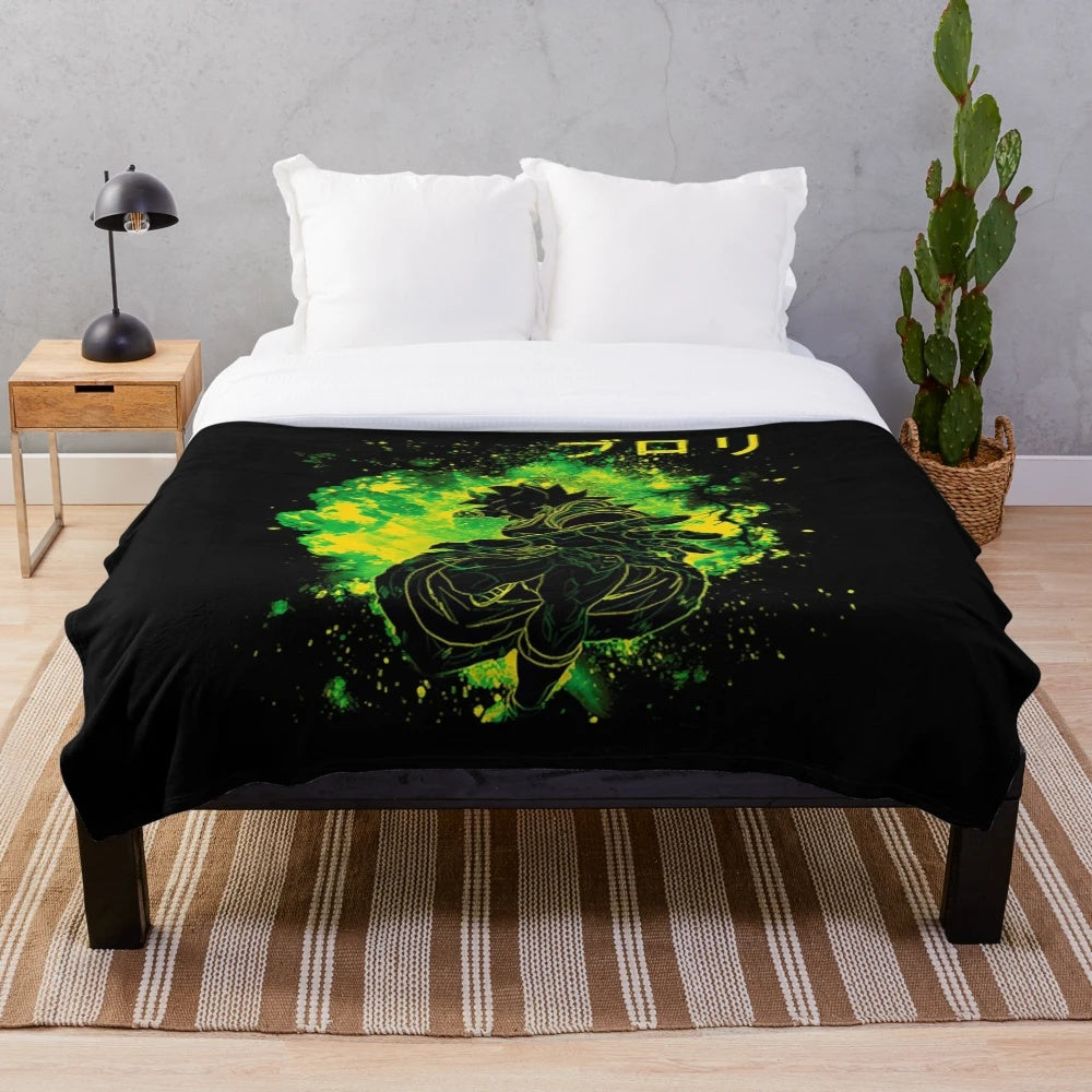 Plush blanket with colorful retro gaming inspired pattern