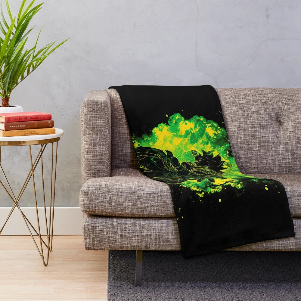Plush blanket with colorful retro gaming inspired pattern