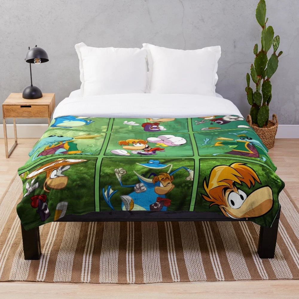 Plush blanket featuring video game characters