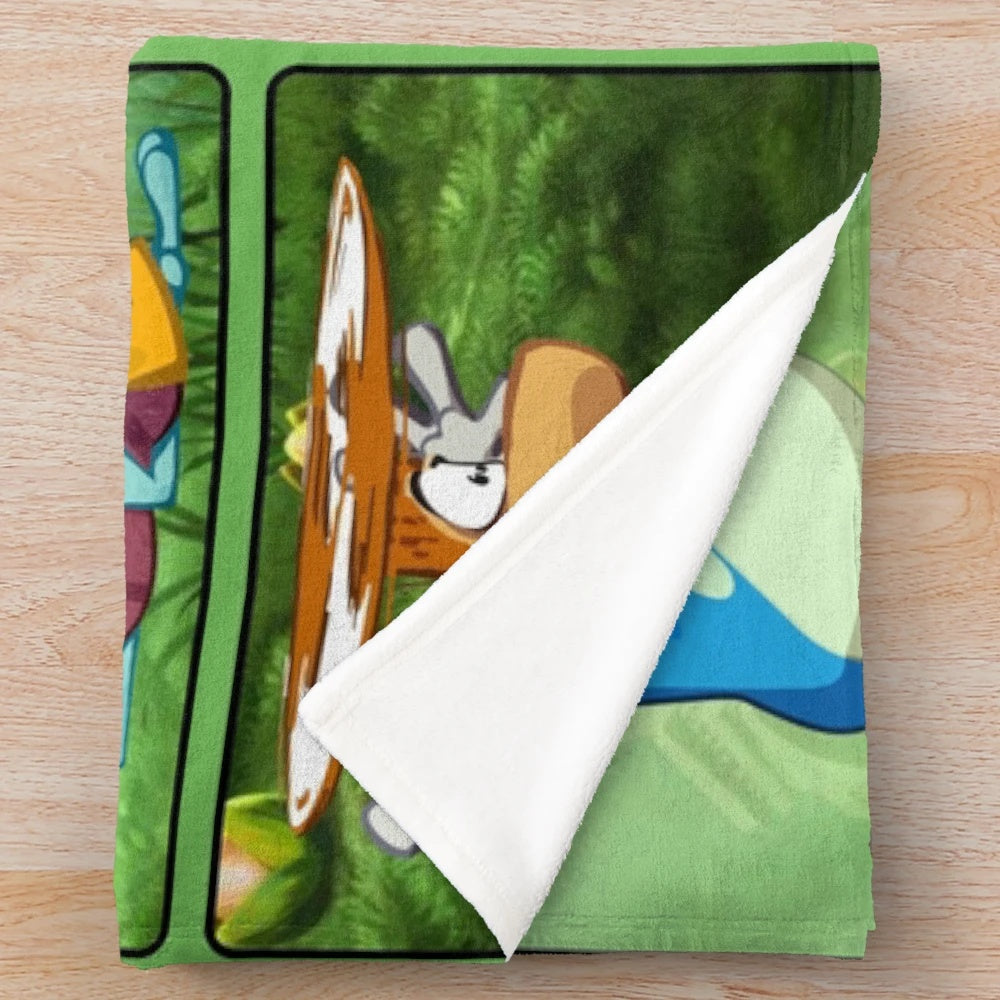 Plush blanket featuring video game characters