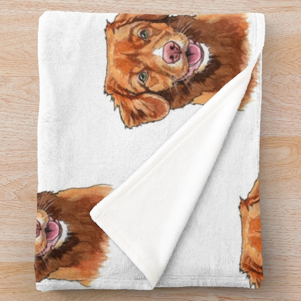 Plush blanket with watercolor painting of a dog