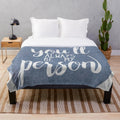 Plush blanket with watercolor 'You'll always be my person' design inspired by the TV show 'Grey's Anatomy