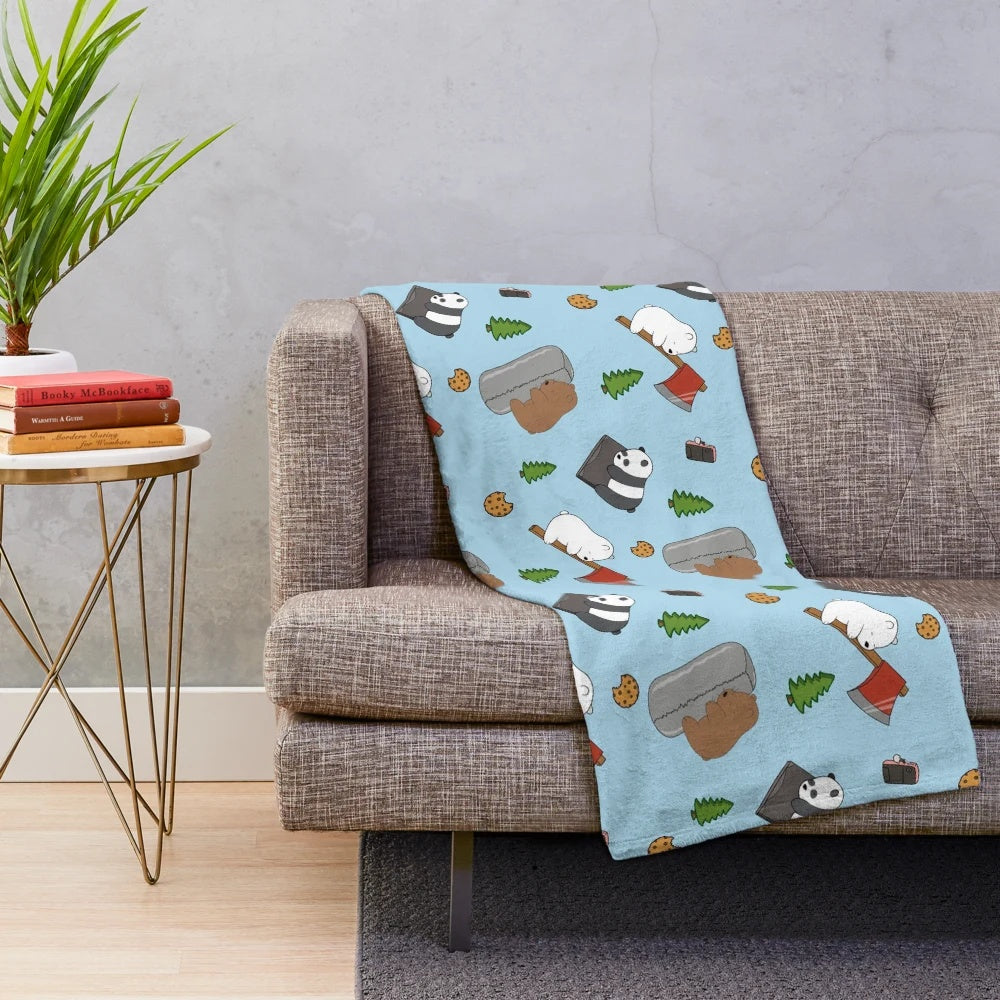 Soft and cuddly plush blanket featuring the adorable cartoon characters from the popular TV series "We Bare Bears