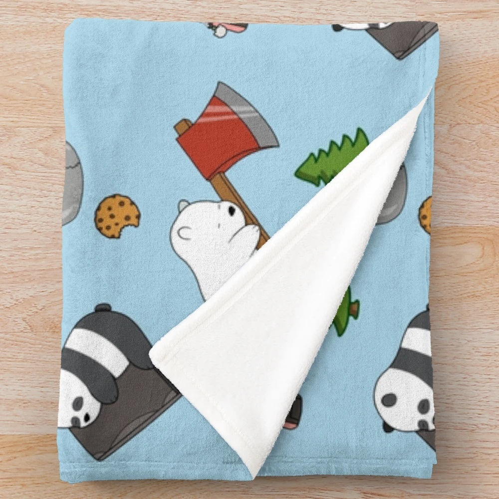 Soft and cuddly plush blanket featuring the adorable cartoon characters from the popular TV series "We Bare Bears