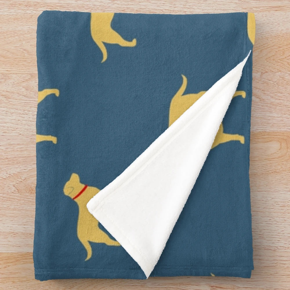Yellow Labrador Retriever dog silhouette design on a soft, plush blanket