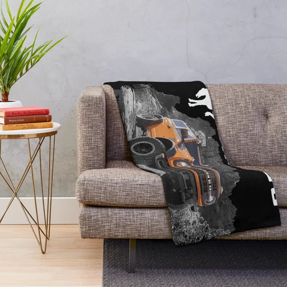 Plush blanket featuring Ford Bronco design