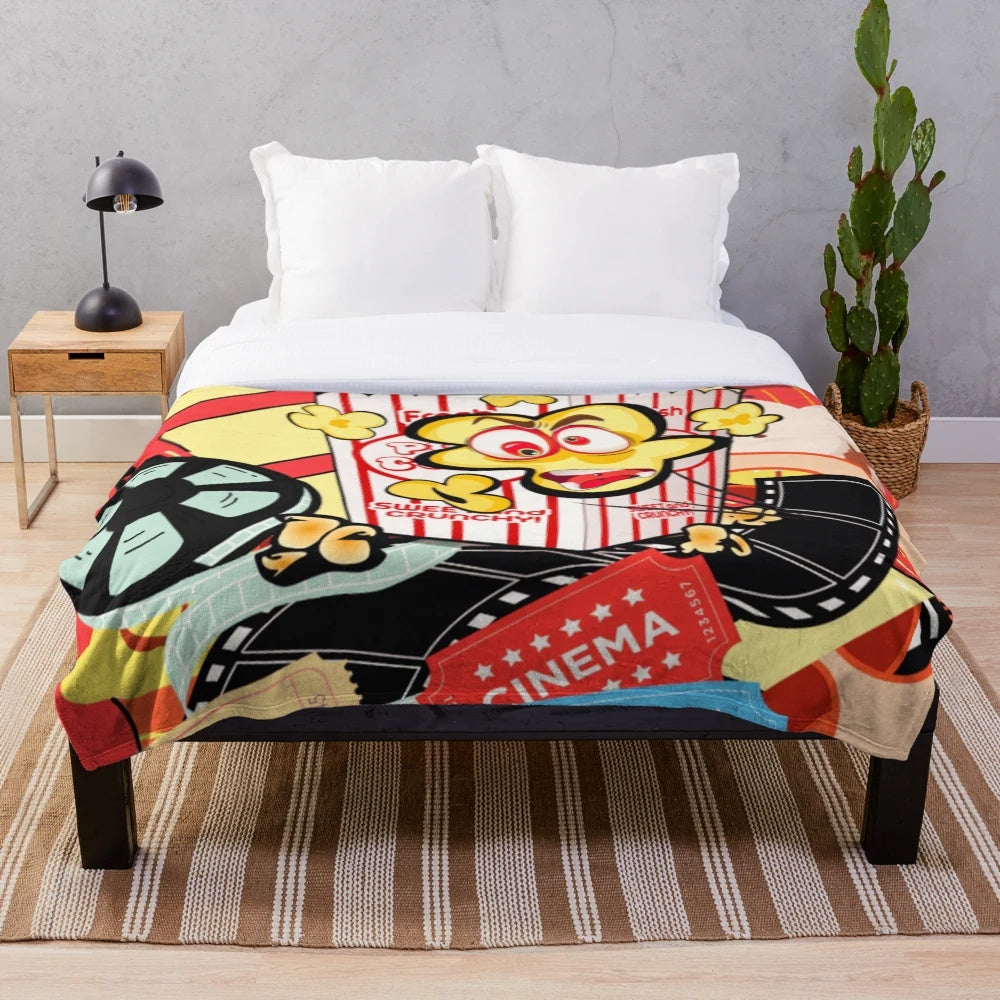 Cozy plush blanket featuring a cinematic design for a cozy movie watching experience