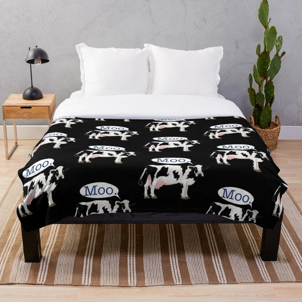 Soft plush cow print blanket for cozy home decor