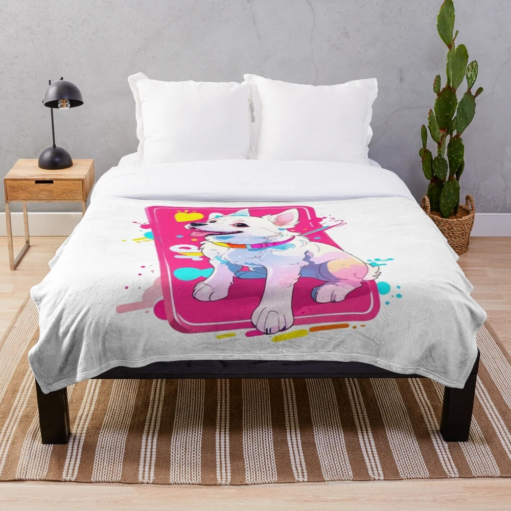 Soft and cuddly plush dog blanket featuring a rottweiler inspired design