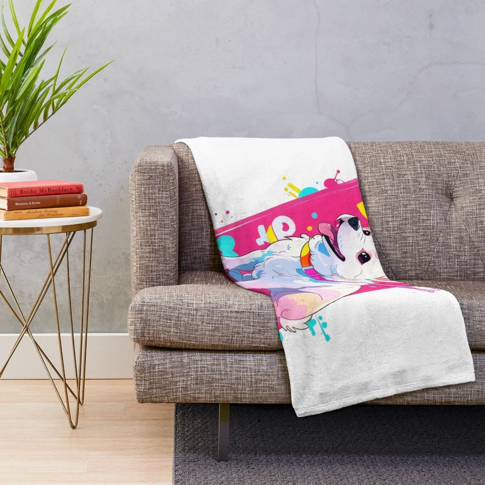 Soft and cuddly plush dog blanket featuring a rottweiler inspired design