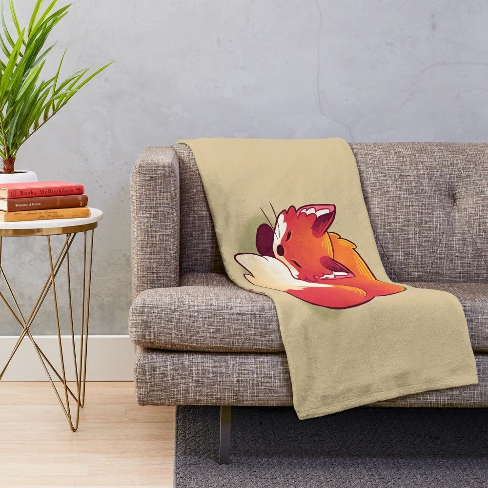 Soft and plush fox-themed blanket for mental health, self-love, and relaxation