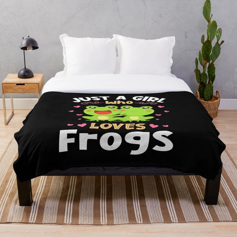 Soft and cuddly frog-themed plush blanket for the girl who loves frogs