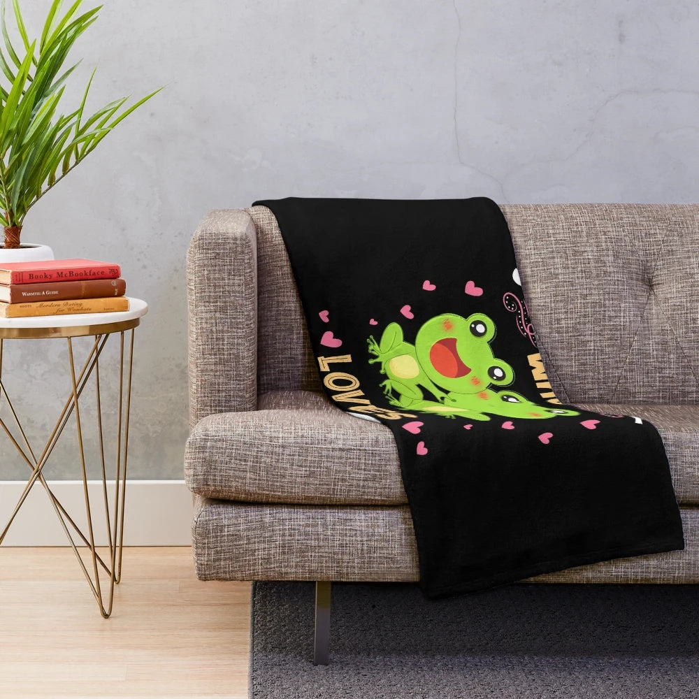 Soft and cuddly frog-themed plush blanket for the girl who loves frogs