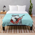 Soft and cozy plush blanket with a funny cat design