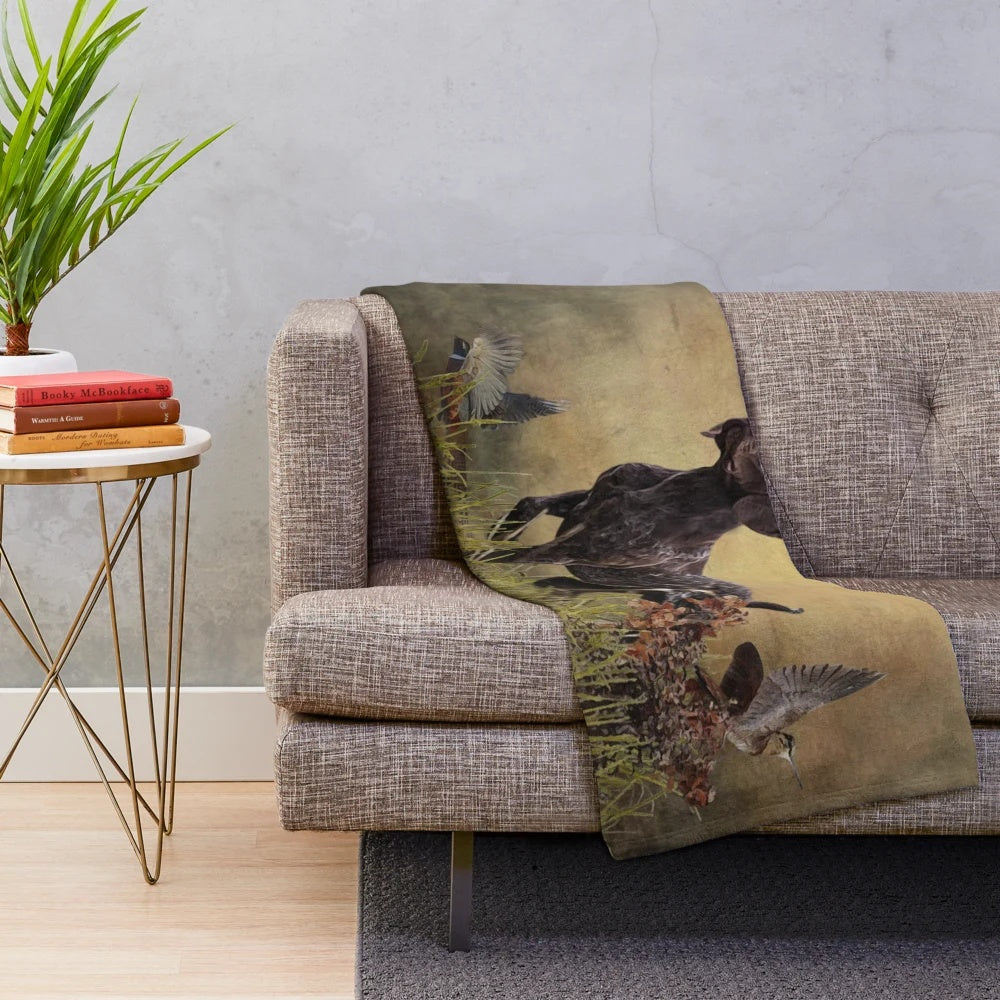 German Shorthaired Pointer Plush Blanket Featuring a Pointing Hunting Dog