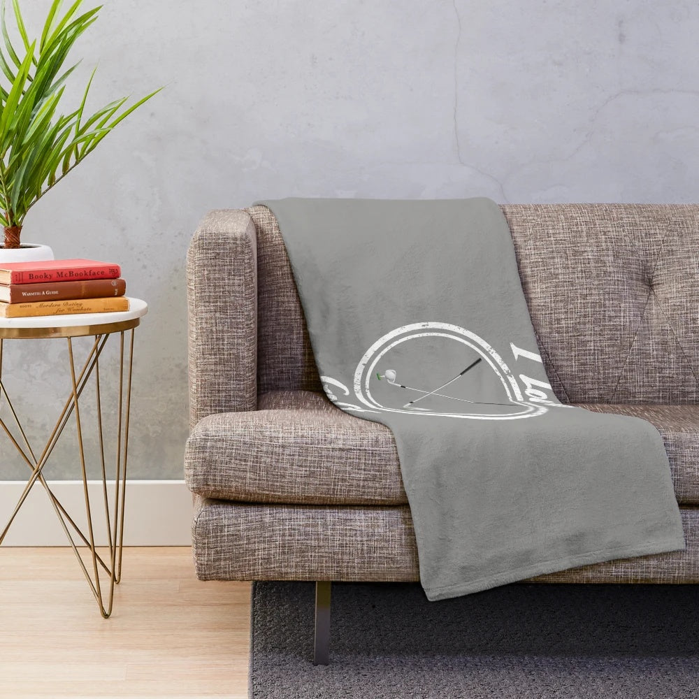 Plush golf-themed blanket with a golfer silhouette