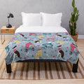 Greyhounds dog illustration on a pale blue plush blanket