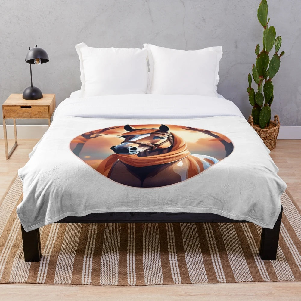 Regal autumn-themed plush horse blanket for cozy fall decor