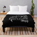 Soft plush blanket featuring a "Just a girl who loves horses" design for equestrian enthusiasts