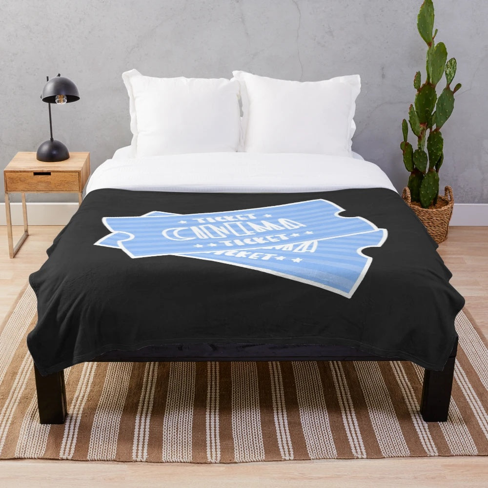 Plush movie ticket themed blanket