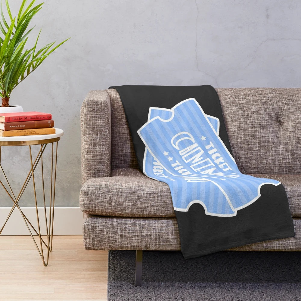 Plush movie ticket themed blanket