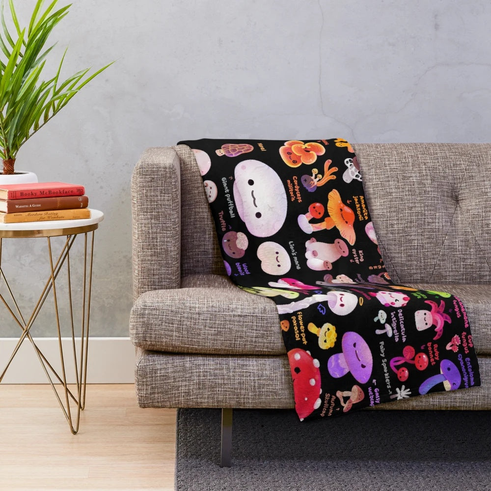 Soft and plush mushroom-themed blanket for cozy home decor