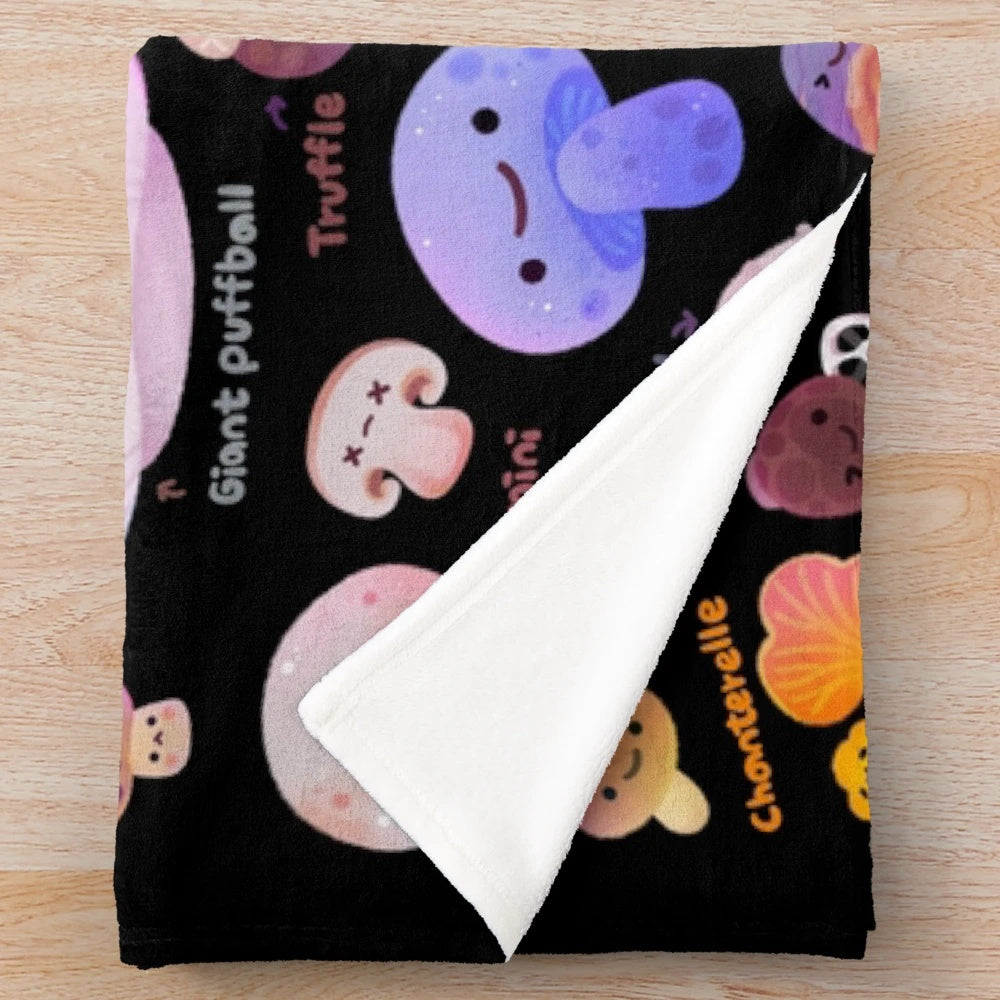 Soft and plush mushroom-themed blanket for cozy home decor