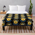 Cozy plush nap blanket with sleeping emoji design