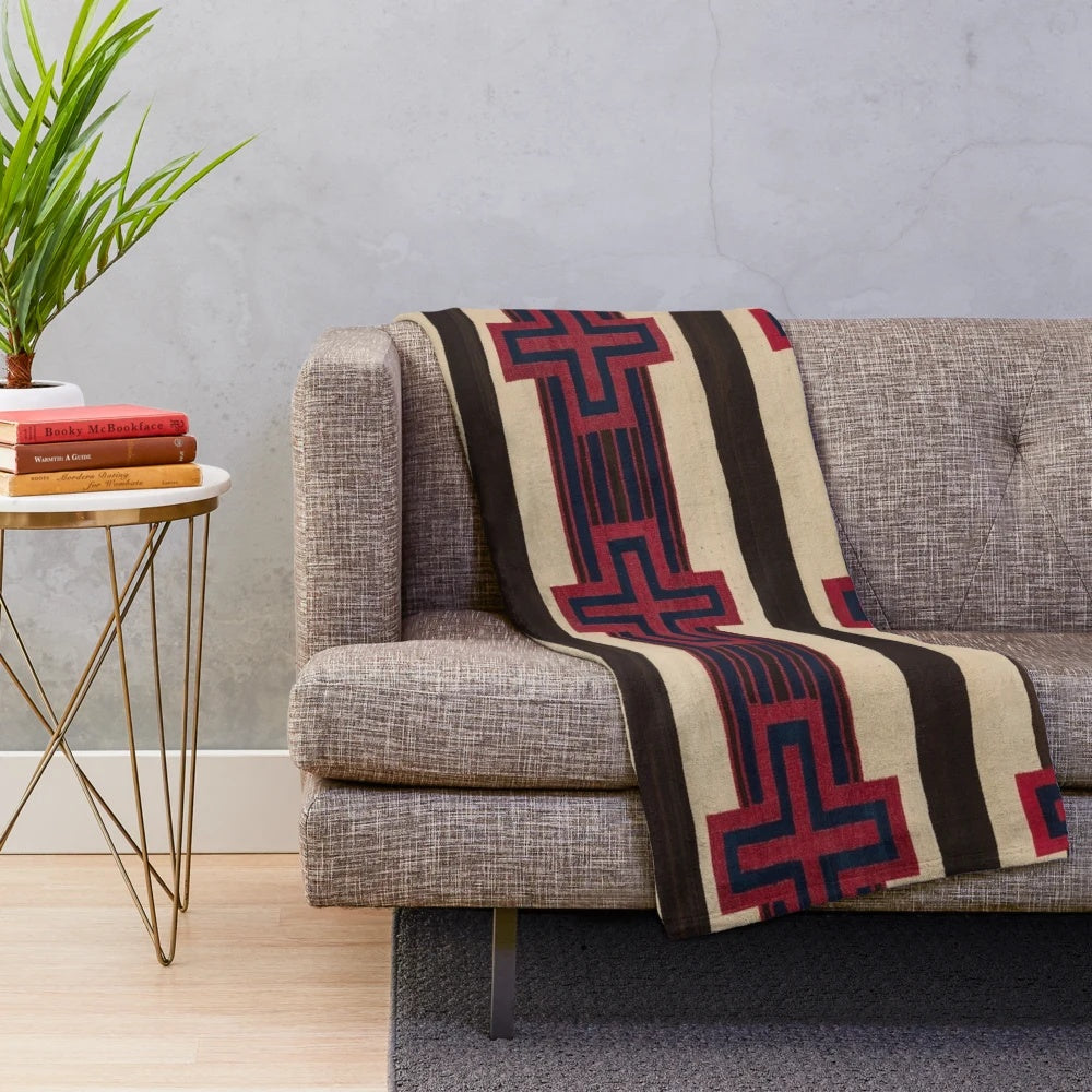 Plush Navajo-inspired throw blanket in neutral colors