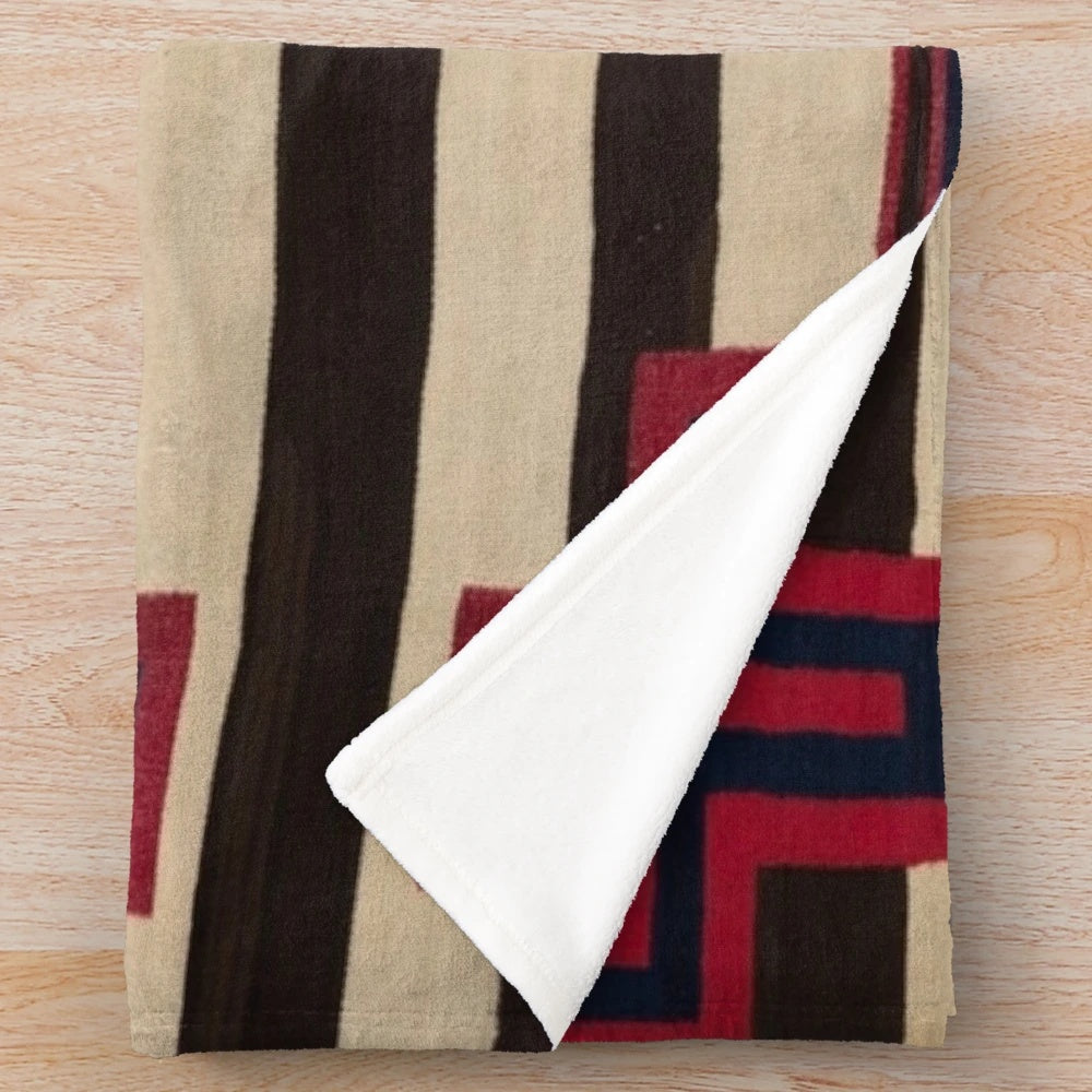 Plush Navajo-inspired throw blanket in neutral colors