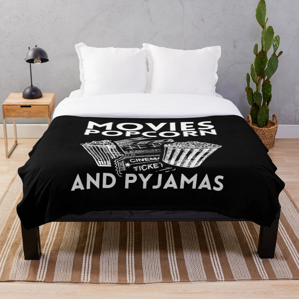 Plush popcorn-themed blanket for cozy movie nights