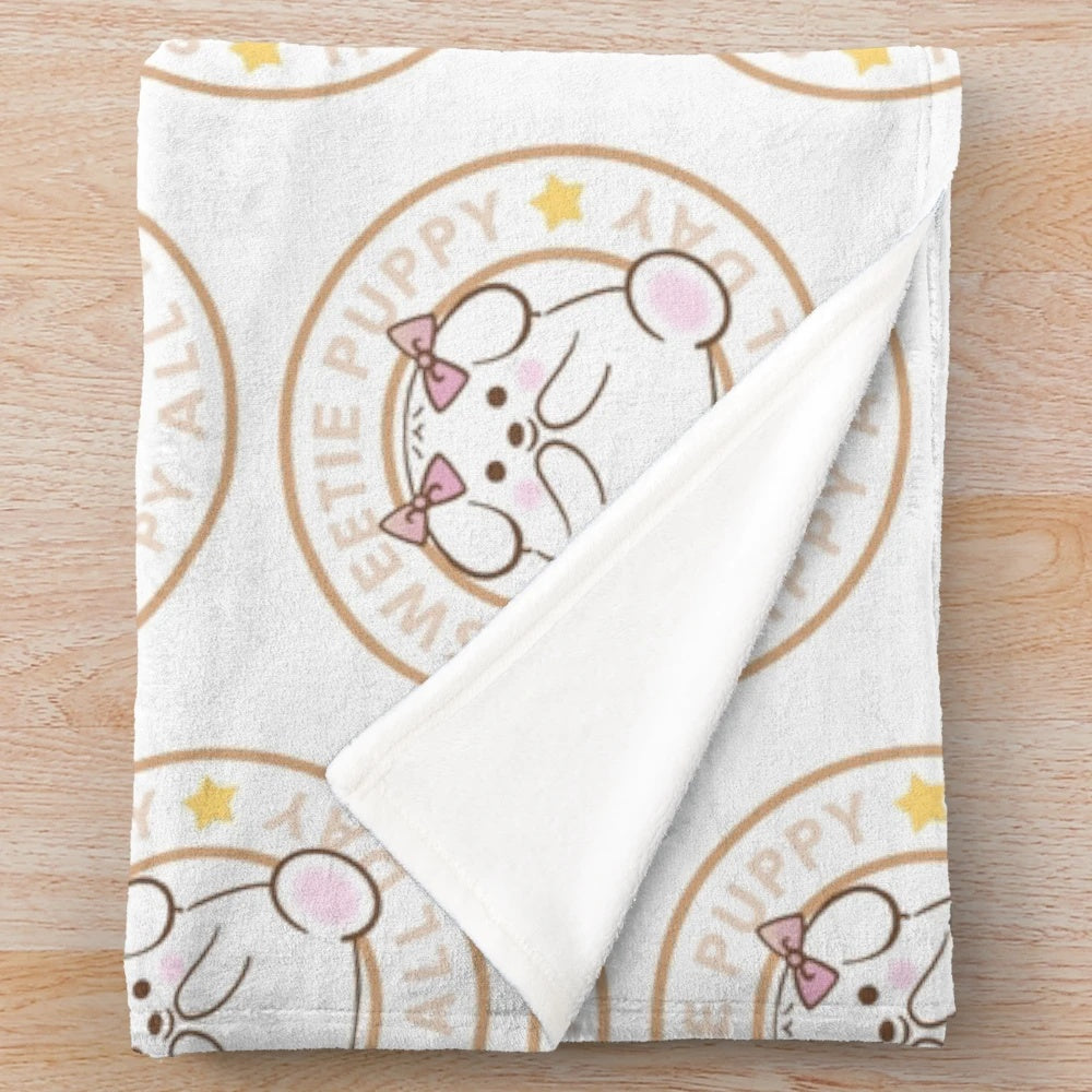 Soft and plush puppy-themed blanket for pet owners