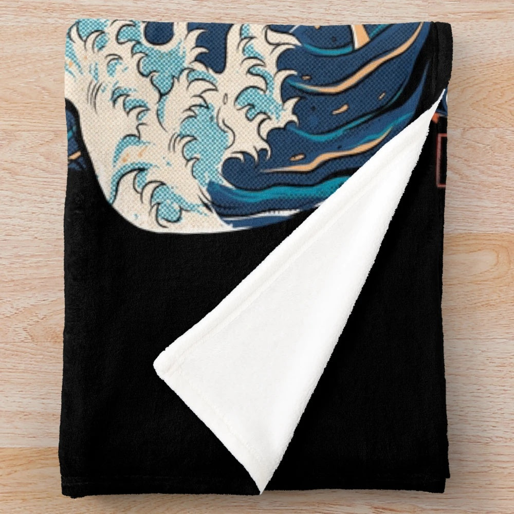 Plush ramen blanket with retro Japanese kaiju monster design