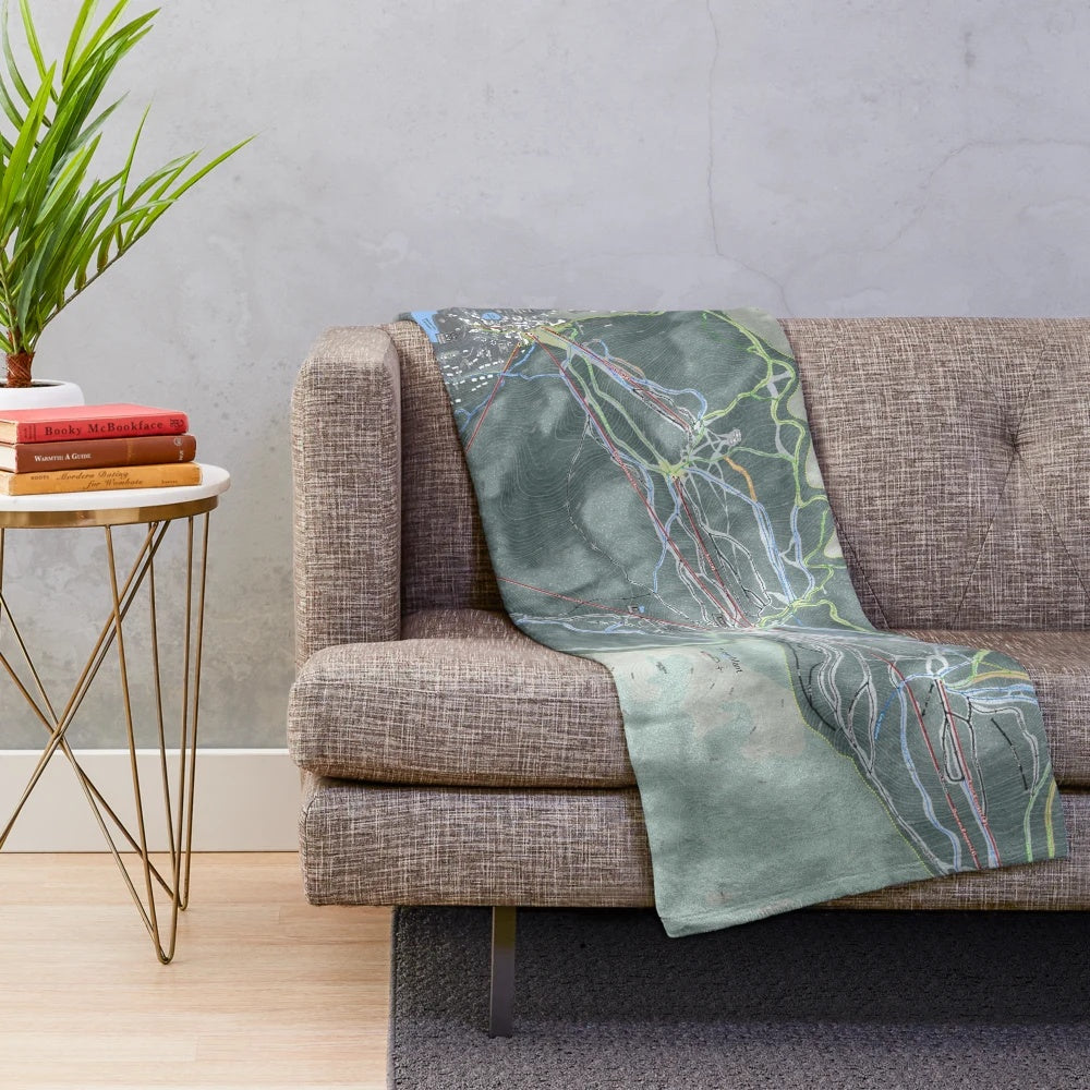 Tremblant ski resort trail map printed on a soft, plush blanket