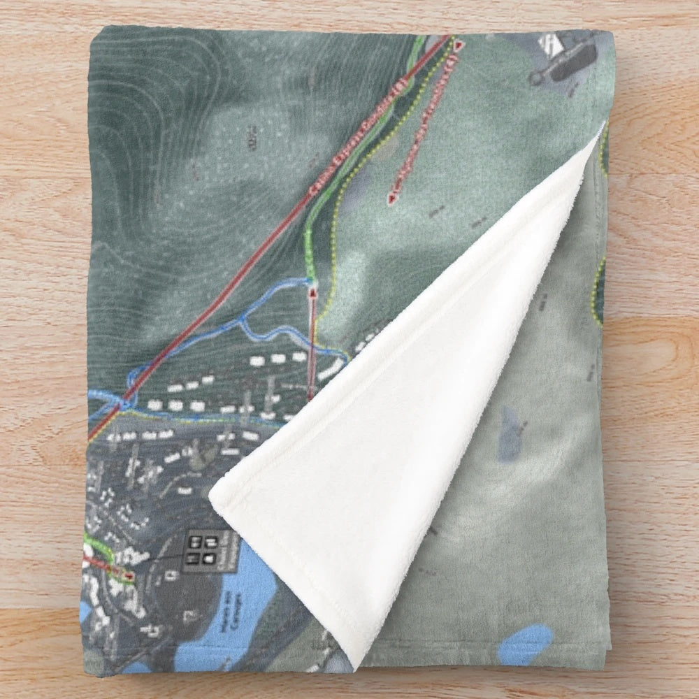 Tremblant ski resort trail map printed on a soft, plush blanket