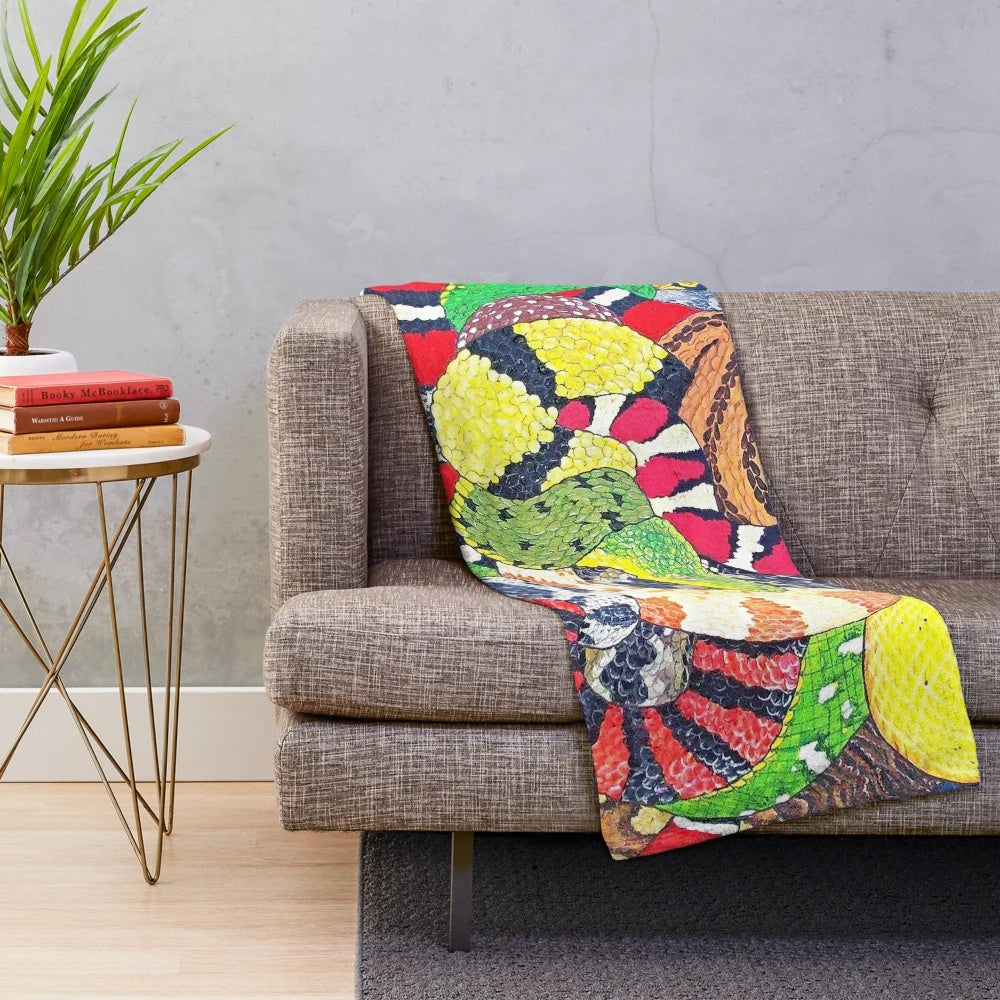 Soft and warm plush snake themed blanket for decorating your bedroom or living room