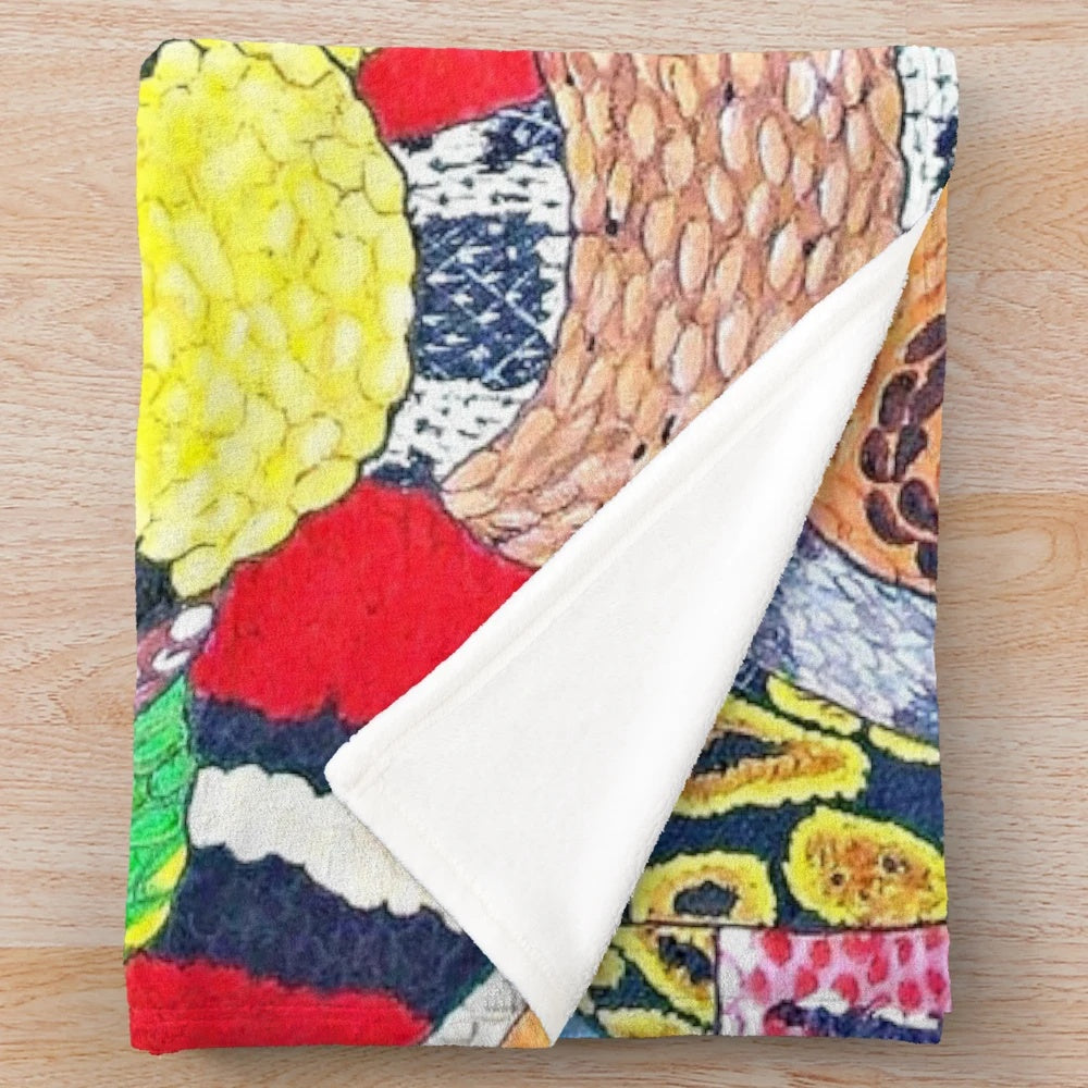 Soft and warm plush snake themed blanket for decorating your bedroom or living room
