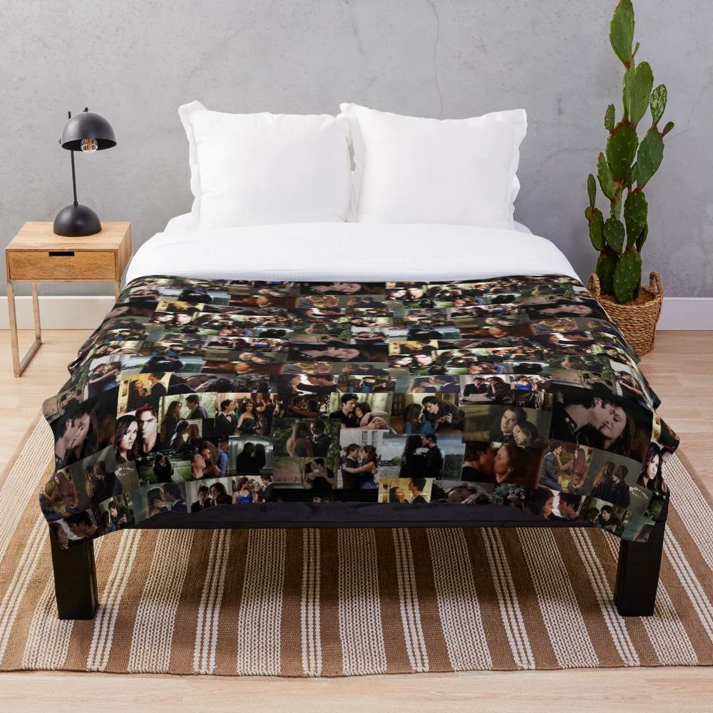 Cozy plush blanket featuring a supernatural couple design
