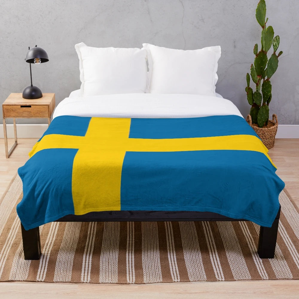 Plush Swedish flag blanket with blue and yellow design