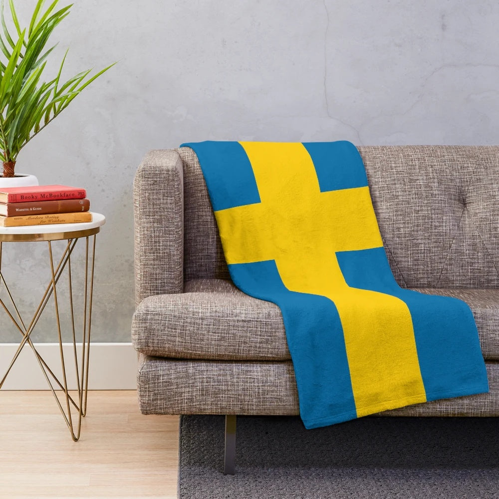 Plush Swedish flag blanket with blue and yellow design