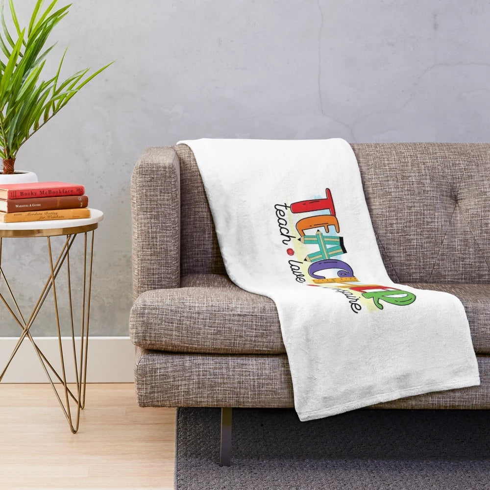 Plush teacher blanket with motivational design