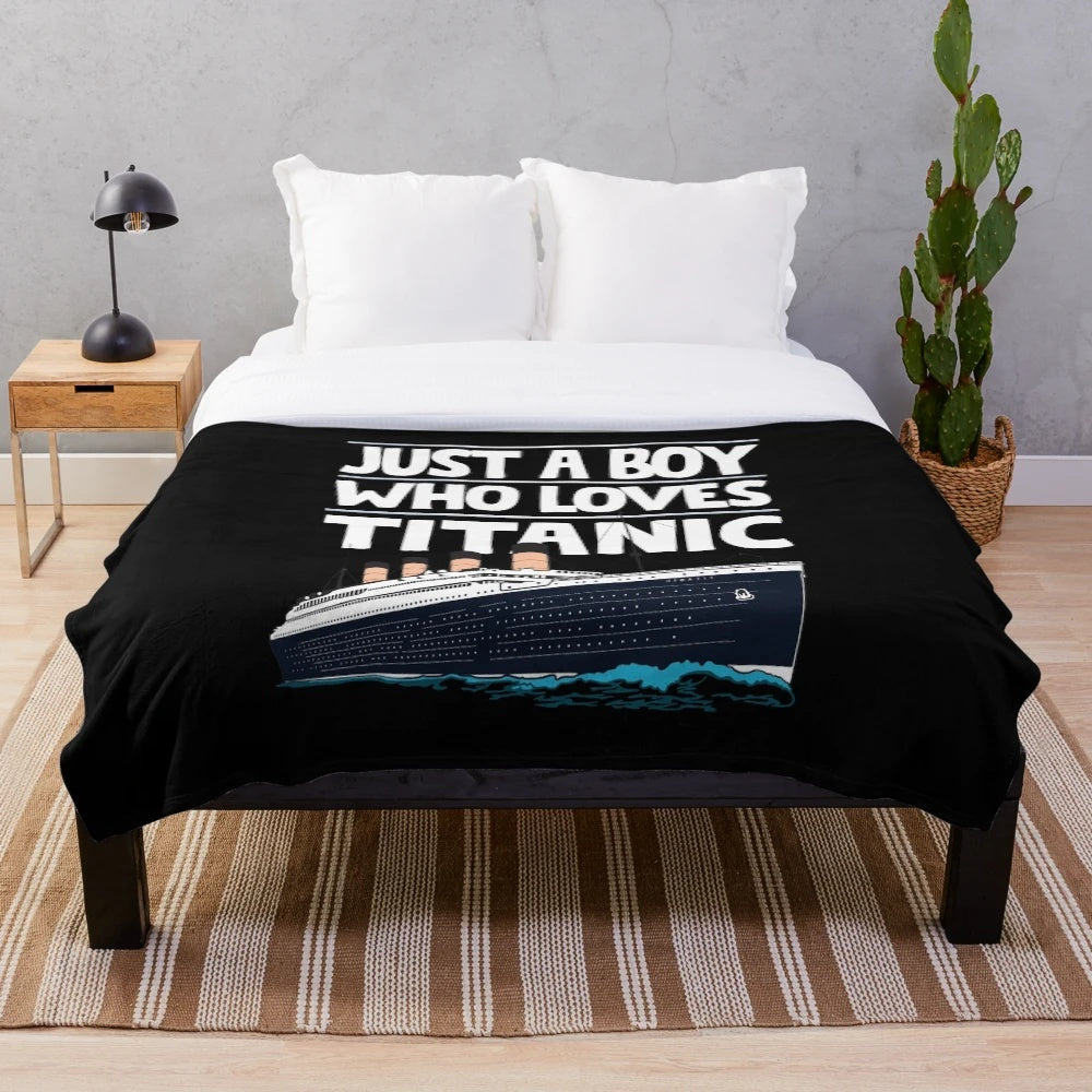 Plush blanket featuring the iconic RMS Titanic ship