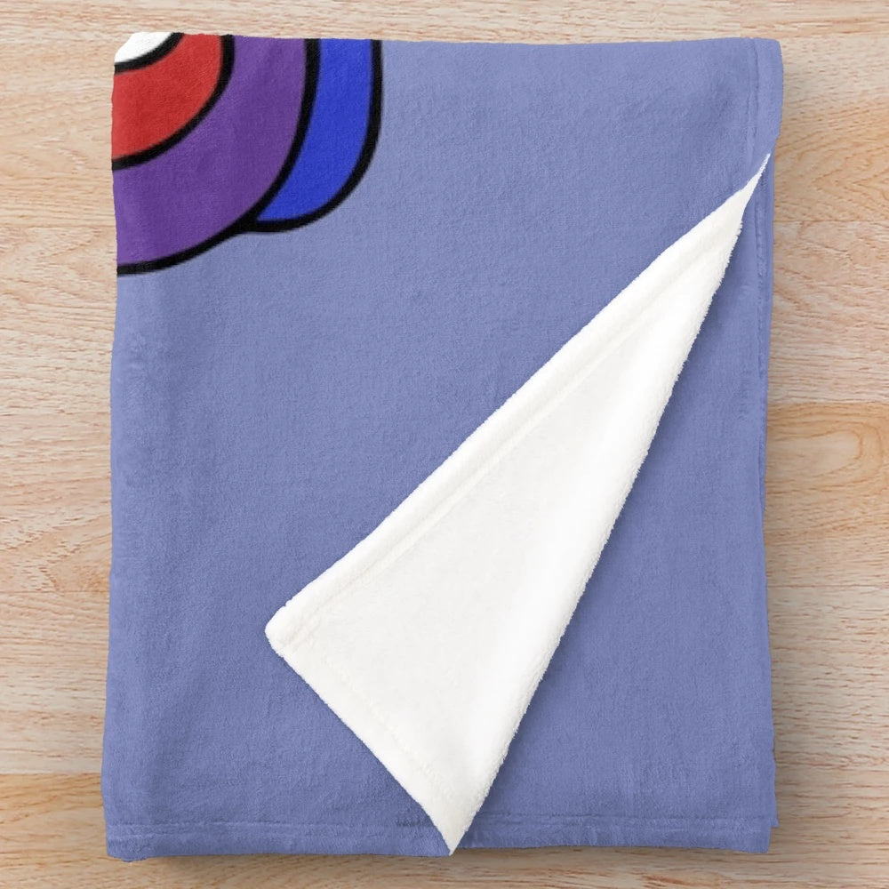 Plush unicorn blanket with rainbow colors and retro design